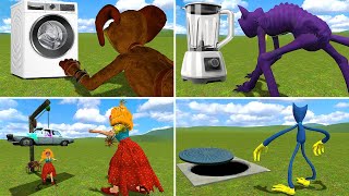 ALL POPPY PLAYTIME CHAPTER 3 CHARACTERS vs WASHING MACHINE BLENDER CAR TRAP MANHOLE in Garry's Mod !