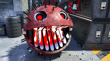 Pacman Battles Shredder Robot Monster and Rolling Robot in an Epic Labyrinth Challenge