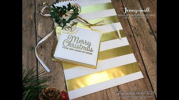 Gift tag and bag with a heart wreath using Stampin Up products with Jenny Hall