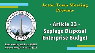 May 2023 Town Meeting preview - Article 23