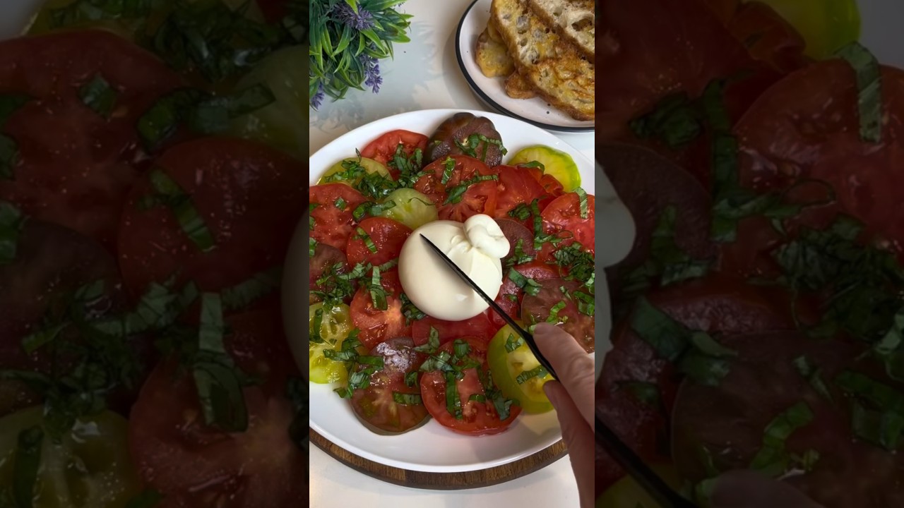 The best salad to make your kids eat vegetables. This Caprese Salad with Burrata Cheese is so good!!
