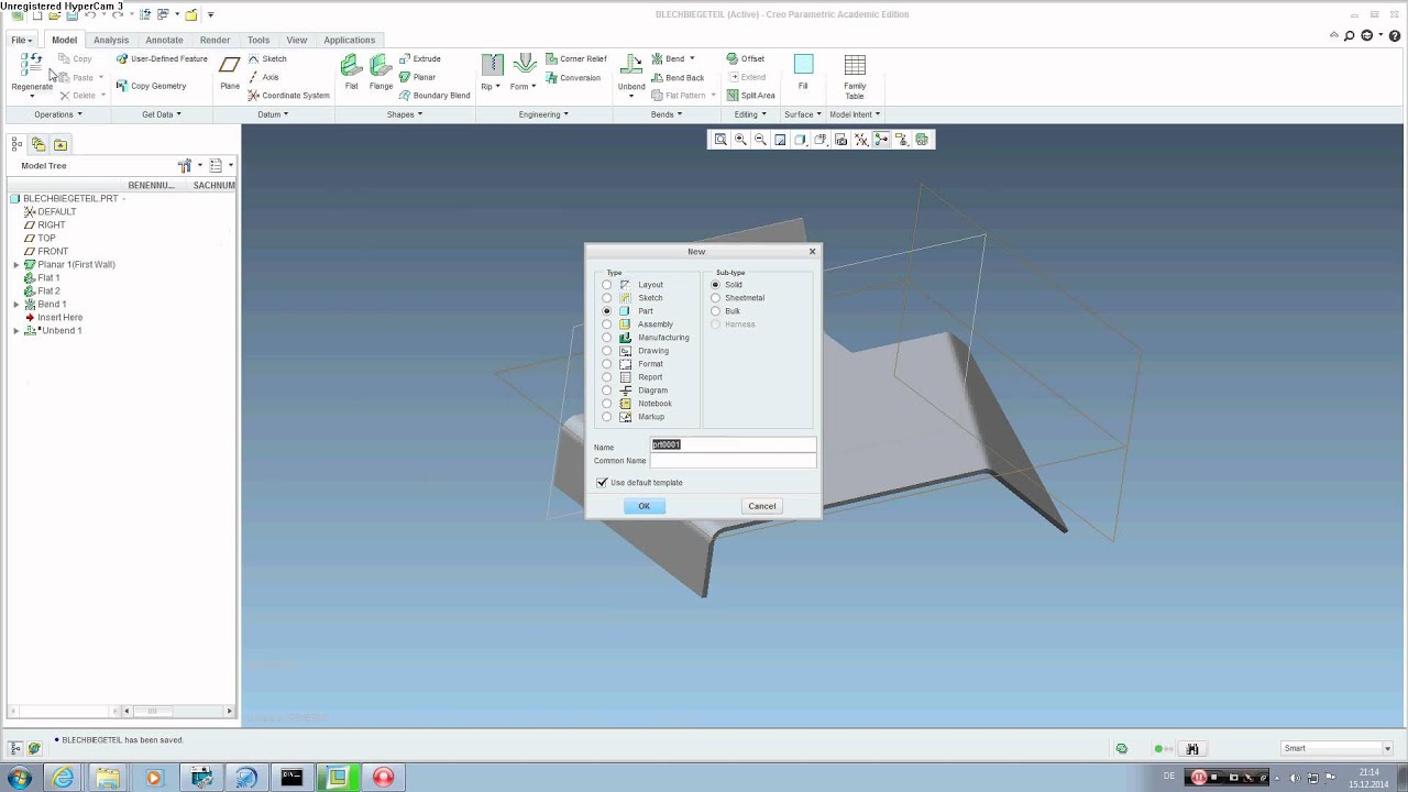 Creo CAD Drawing sheet metal HTLSTP YouTube