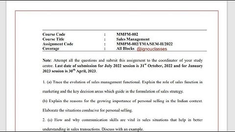 IGNOU MMPM - 002 Solved Assignment Jan 2023 PDF | MBA | Sales Management