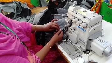 Join side seam by overlock denim jacket excellent method