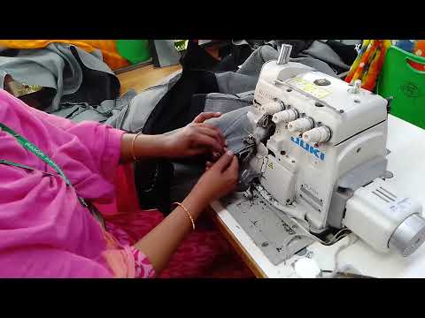 Join side seam by overlock denim jacket excellent method