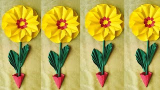 PAPER WALL HANGING DIY /PAPER SUN FOWER WALL HANGING IDEAS