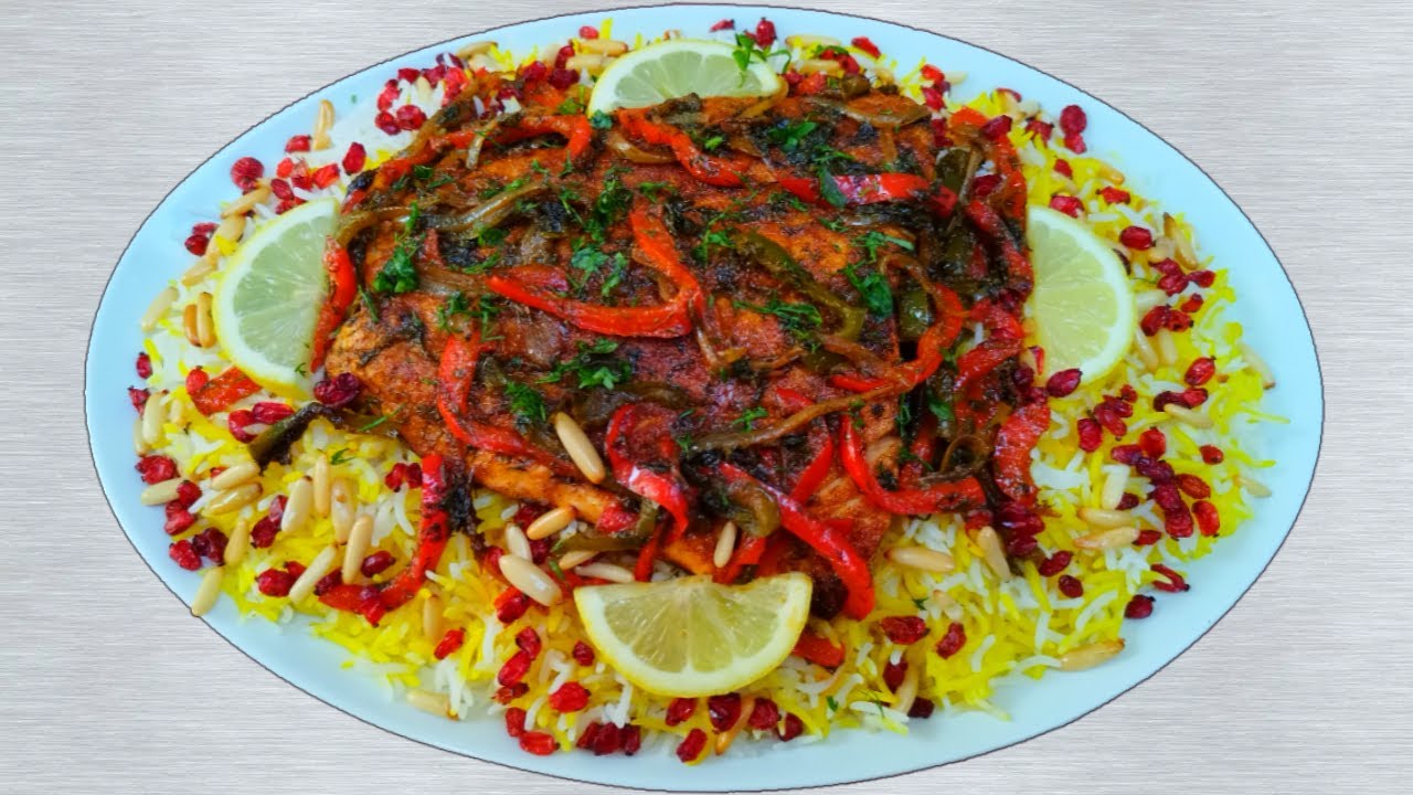 Salmon Fish With Barberry Rice || Saffron Rice Topped With Salmon Fajitas || Fish Fillet With Veggie