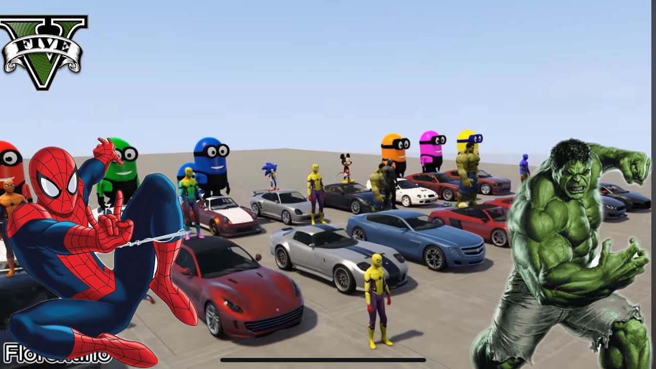 Siêu Nhân Nhện Đua xe Cùng Người Khổng Lồ Xanh Tập 5 Hulk VS Spiderman Racing Car  | GTA5