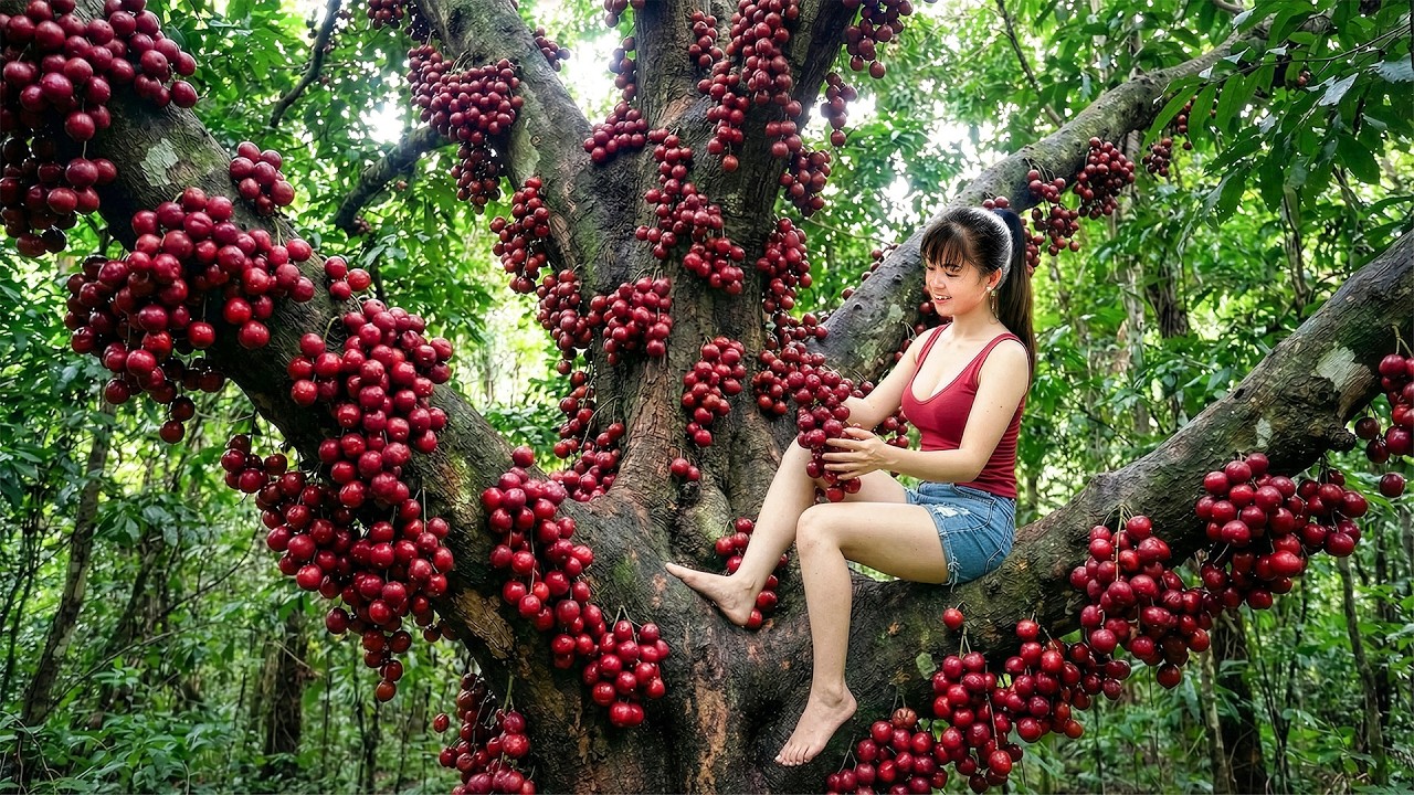 CEO Girl Harvests Sweet Baccaurea Fruits on the Mountain Hill and Clears the Market Fast