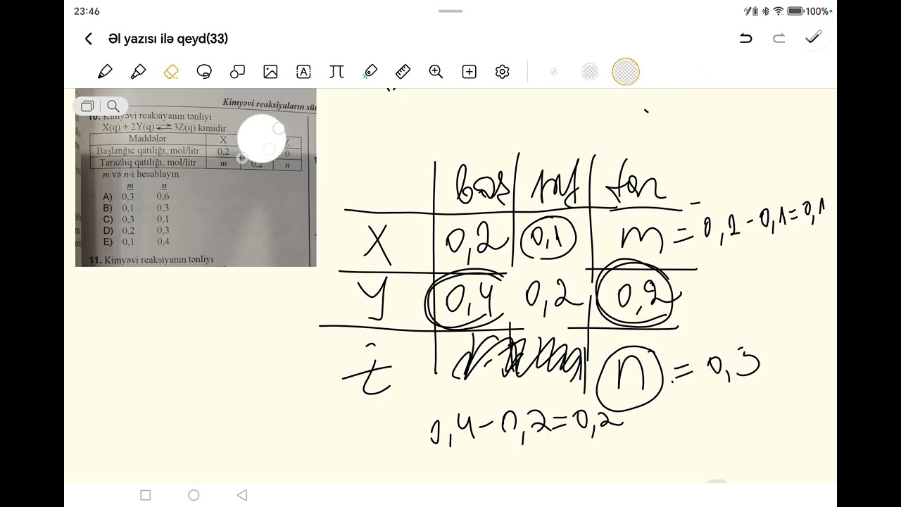 Kimyəvi tarazlığa aid hesablamalar 1-19 izah 