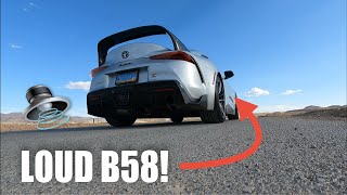 Toyota Supra 3.0 Catted Downpipe + Magnaflow Exhaust Sound!