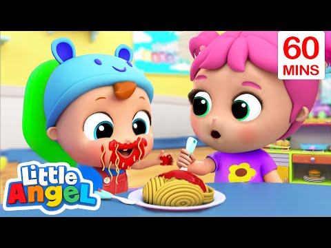 Yum Yum, Baby Loves Spaghetti - Little Angel | Kids Cartoons & Nursery Rhymes | Moonbug Kids