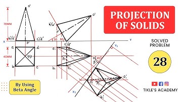 PROJECTION OF SOLIDS SOLVED PROBLEM 28 IN HINDI IN ENGINEERING DRAWING @TIKLESACADEMYOFMATHS