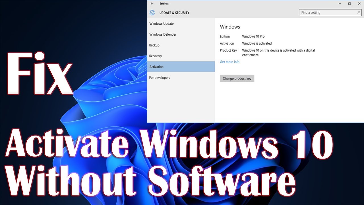 Activate Windows 10 Without Software - How To Fix - Youtube