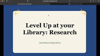 Introduction to Research at the Santa Monica College Library