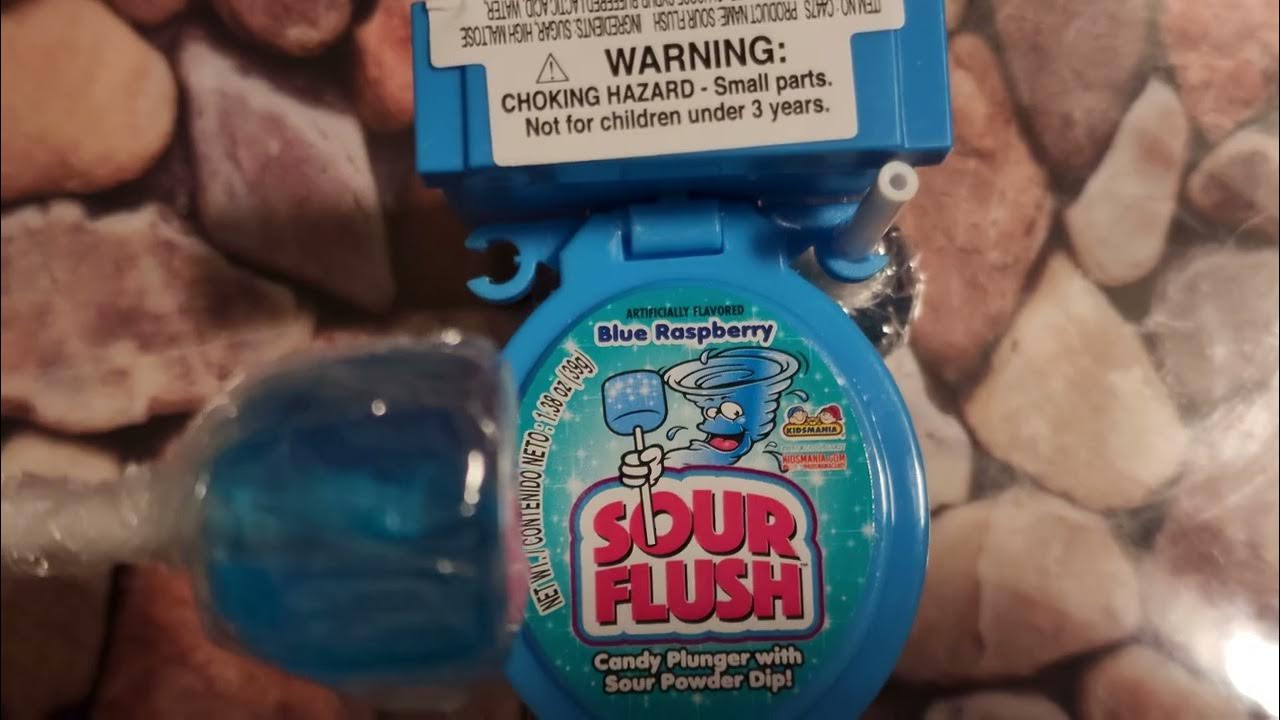 Sour Flush Candy Plunger with sour powder Dip! blueraspberry YouTube
