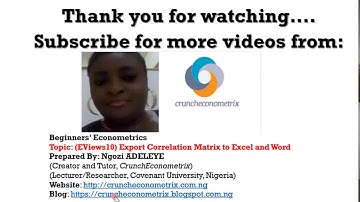 (EViews10):Export Correlation Matrix Output to Excel, Word #tables #correlationmatrix #eviews