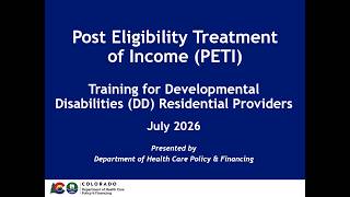PETI for DD Provider Training - July 2026