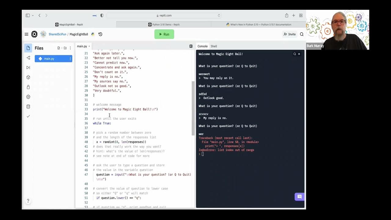 Shared Science Python - Magic Eight Ball - YouTube