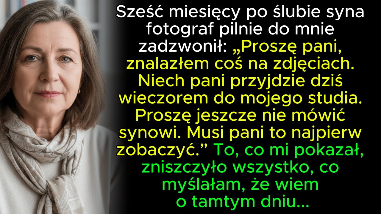 Pół roku po ślubie mojego syna zadzwonił fotograf. Jego głos był tak napięty, że od razu wiedziałam, że coś jest bardzo nie tak. Powiedział, że musi mi coś pokazać, ale mam nic nie mówić Dawidowi....