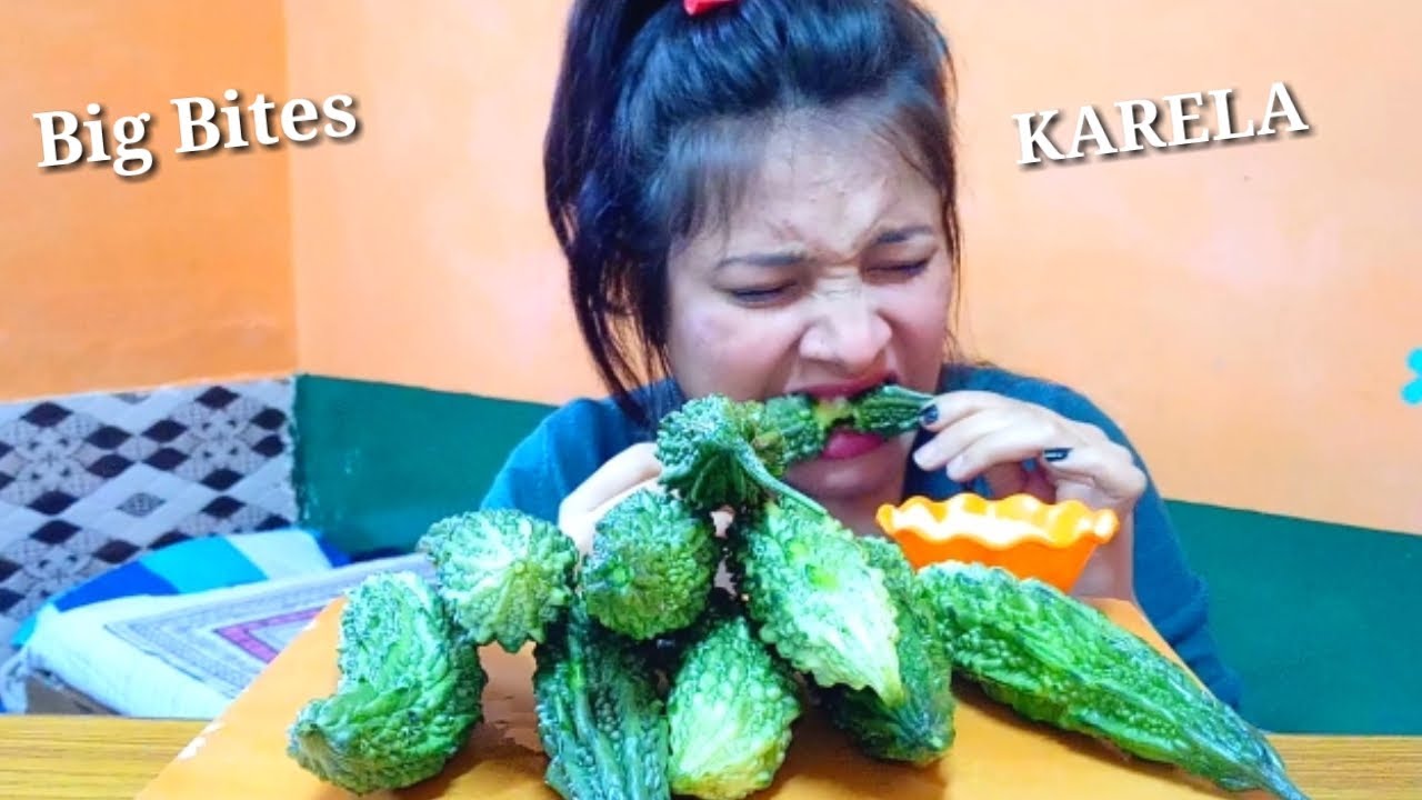  Rawbittergourd Indianasmr Eating Bitter Gourd Karela Raw Bitter 