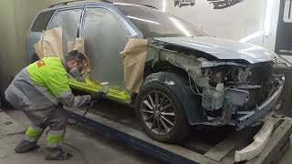 Toyota Corolla Fielder готовим к покраске переваренные пороги