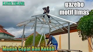 TUTORIAL MEMASANG KUDA KUDA GAZEBO MOTIF LIMAS MUDAH CEPAT DAN KOKOH DARI BAJA RINGAN