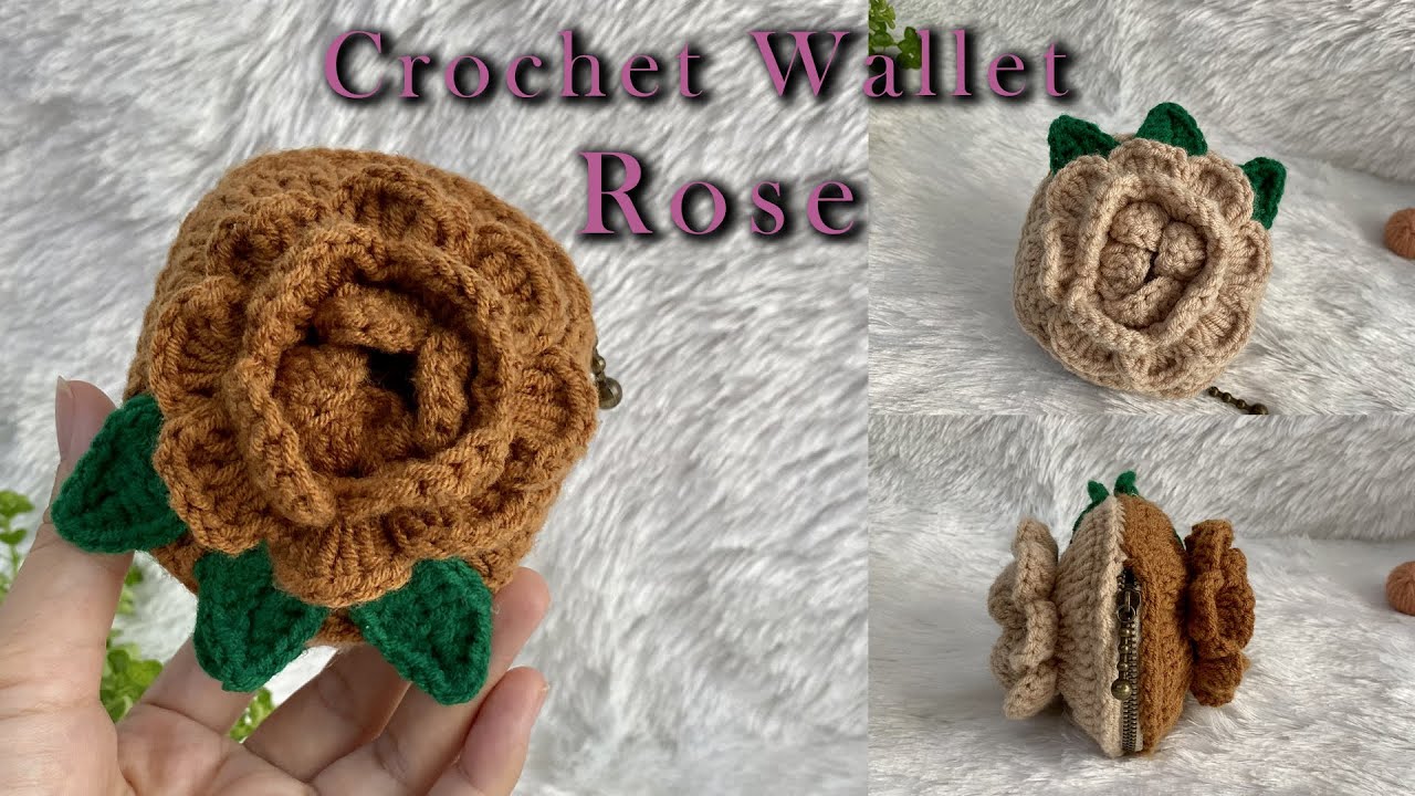 CROCHET WALLET : Crochet 3D Flower Bag Tutorial | Crochet Airpods Pouch | Crochet Rose Bag 🌹🌹🌹🌹