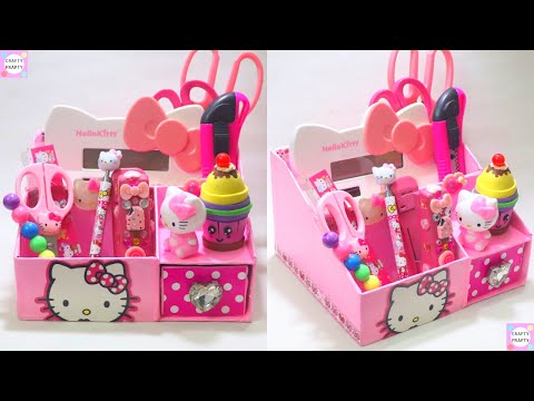 DIY Desk Organizer/ DIY Office Organizer/ Cajas organizadoras de Hello kitty /Hello kitty organizer 