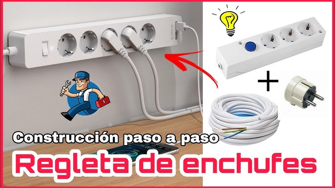 Regleta Garza de 3 tomas con cable de 1,4 metros, enchufe plano. Con  interruptor y protección infantil. Blanco - Otros - Los mejores precios