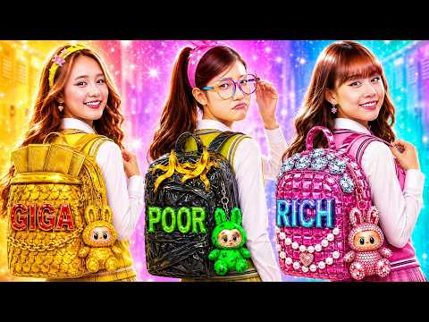Poor Vs Rich Vs Giga Rich Girl At School! Gold Vs Silver Vs Cardboard Student