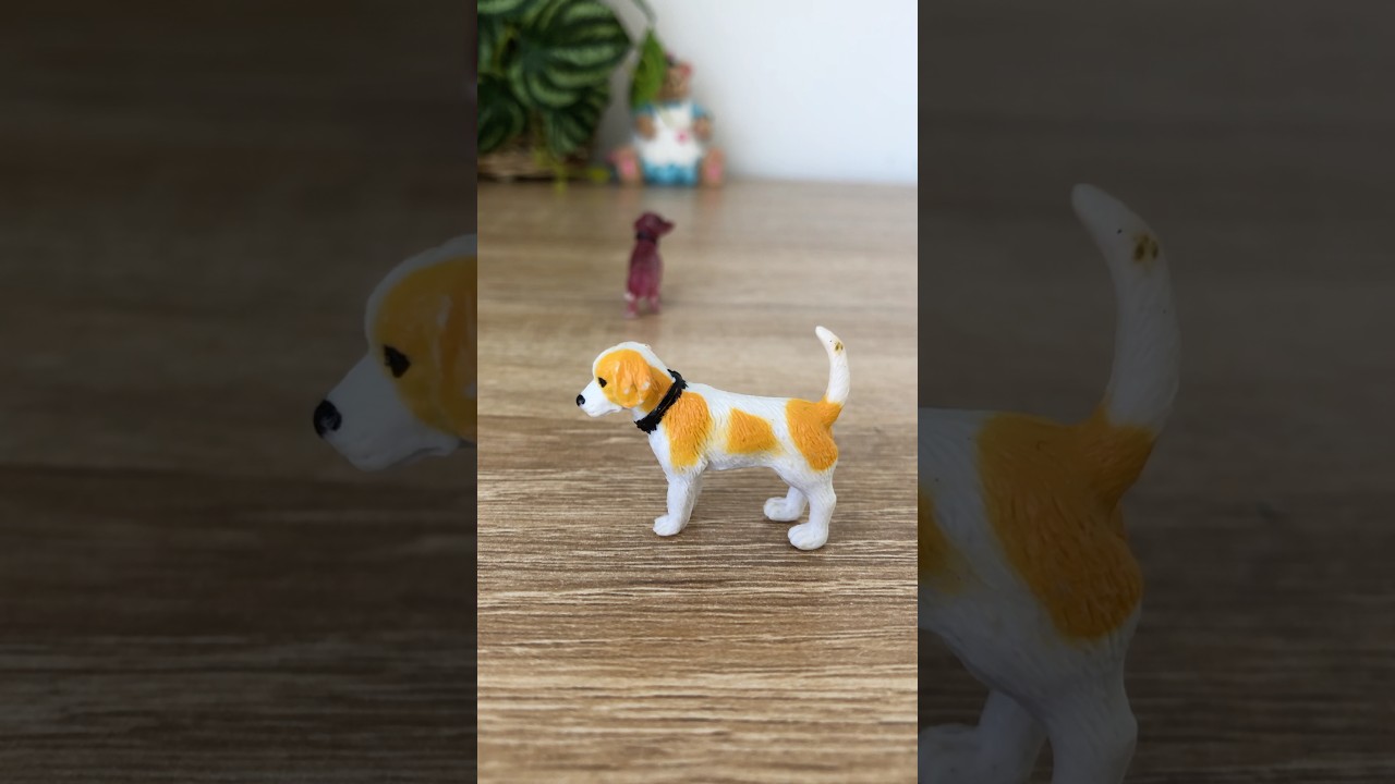 Vintage mini Jack Russell Terrier dog white & yellow 