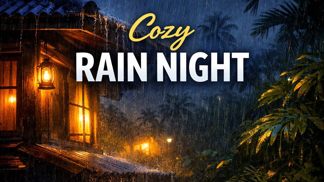 Cozy Heavy Rain Ambience 🌧️ Tropical Night | Relax & Calm Focus