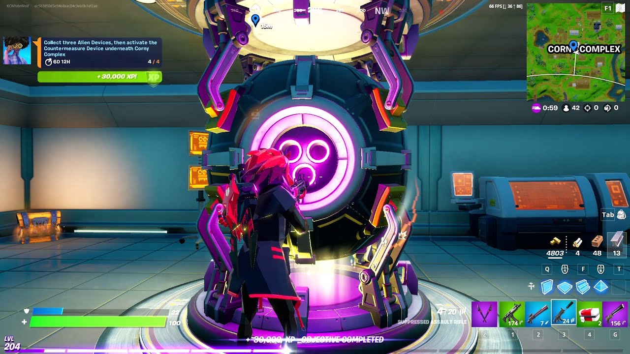 Fortnite Collect Three Alien Devices, Then Activate Countermeasure Device Underneath Corney Complex