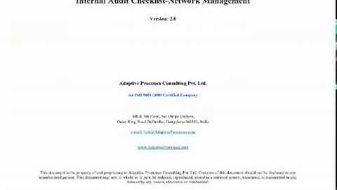 Network Management Internal Audit Checklist