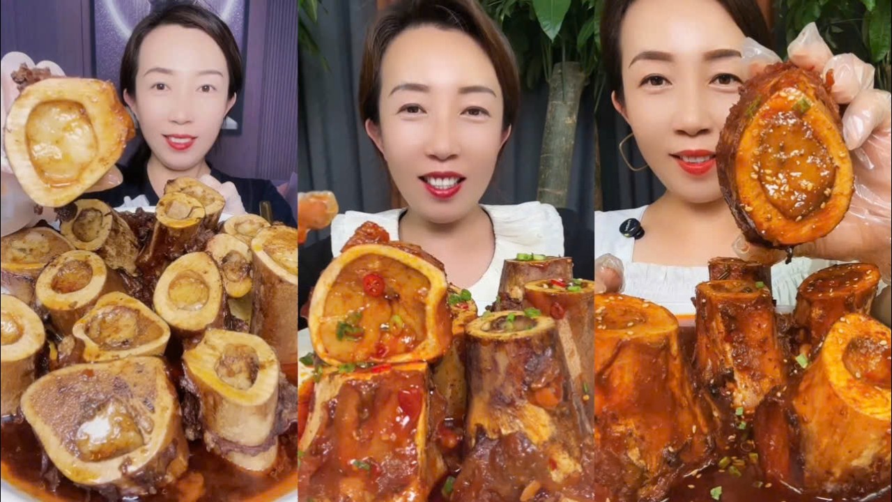 MUKBANG beef bone marrow ASMR  - The best of delicious Lien Huong food #1889