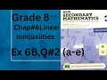 Grade 8 maths,Ex6B Q#2 linear inequalities with negative numbers, number line,