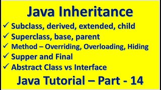 Java Inheritance Overriding Overloading Hiding Abstract vs Interface :: Java Tutorial – Part - 14