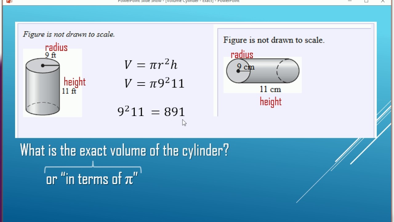 Volume of a Cylinder (Exact)