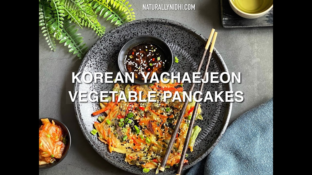 Vegan Yachaejeon (Korean Vegetable Pancakes) - The Foodie Takes Flight