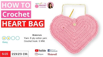 How To Crochet A HEART ❤️ BAG Tutorial Free Pattern #DIY CUTE CROCHET BAG  (English US Terms)✂️🧵🧶❤️🥰