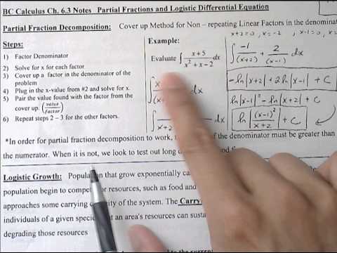 BC Calculus 6.3 Partial Fraction and Logistic Growth Notes (1 of 2)