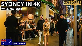 Sydney 4K CBD Night Walk | Relaxing City Ambience At Night | 4K 60FPS 