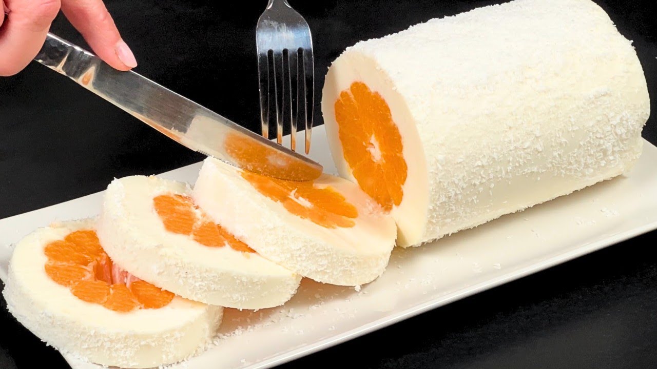 Только молоко и мандарин! Самый вкусный рождественский десерт за 5 минут! без выпечки! Трюк!