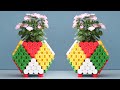 Beautiful Colorful Cube Flower Pots Ideas From Recycled Plastic Bottle Caps