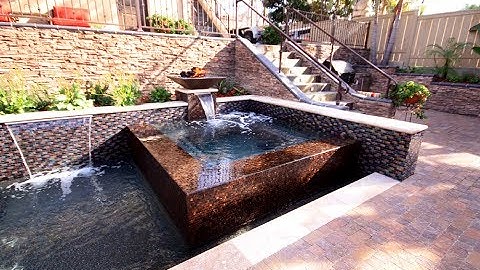 San Diego Pools - Linear Pool and Raised Spa with Cascades