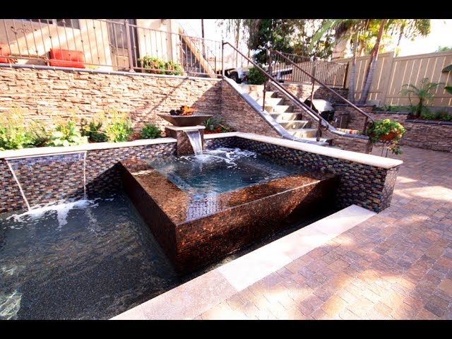 San Diego Pools - Linear Pool and Raised Spa with Cascades