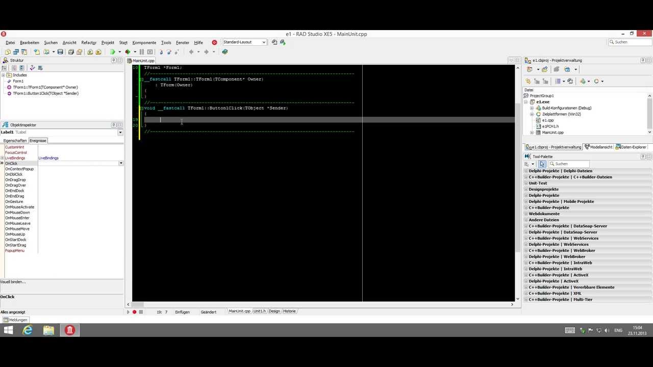 C++Builder XE5 - Beispiel 001 (Hello World!) - YouTube