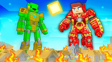 JJ HULKBUSTER vs Mikey TRANSFORMER BECOME - Maizen Minecraft Animation