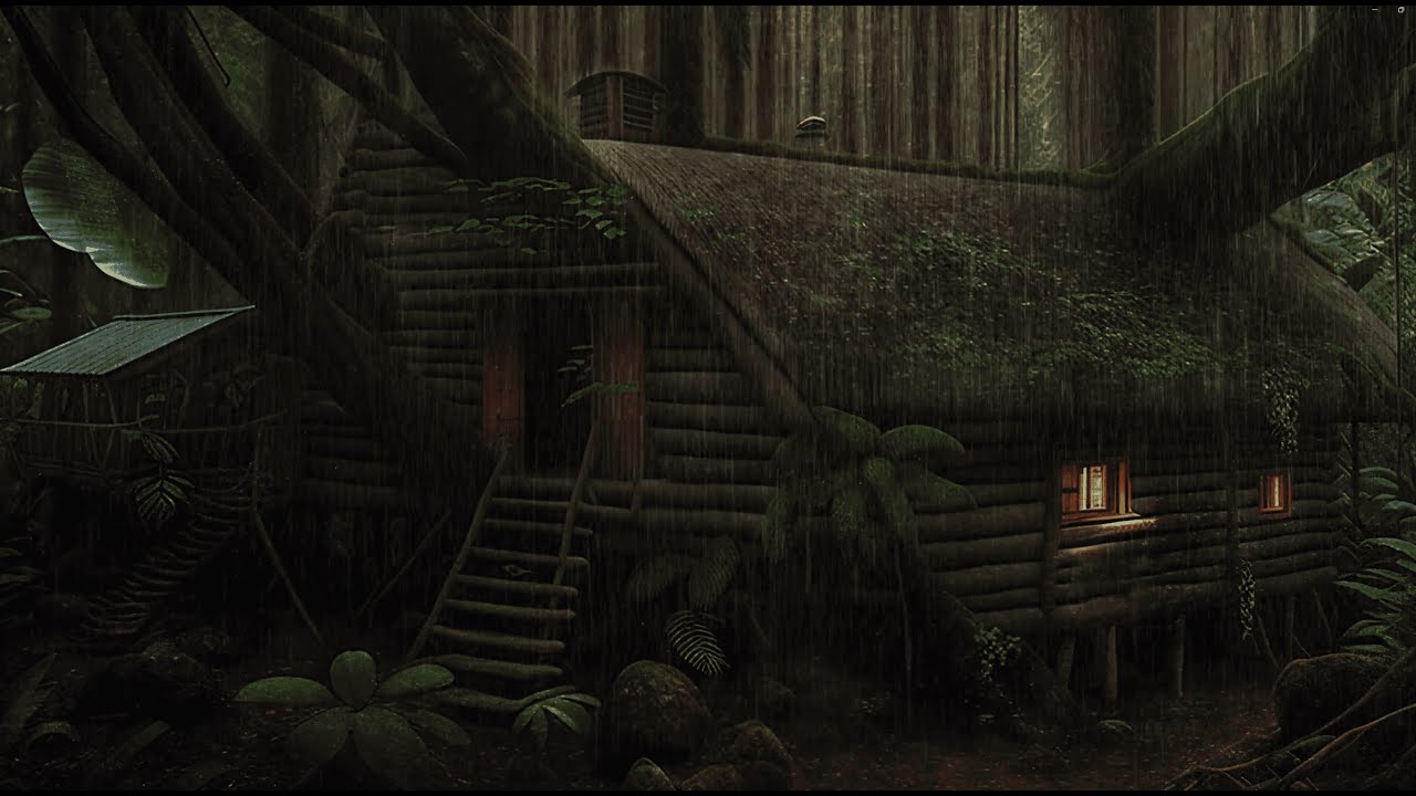 Rainfall and Gentle Thunder in a Cozy Forest Cabin | ASMR White Noise ...